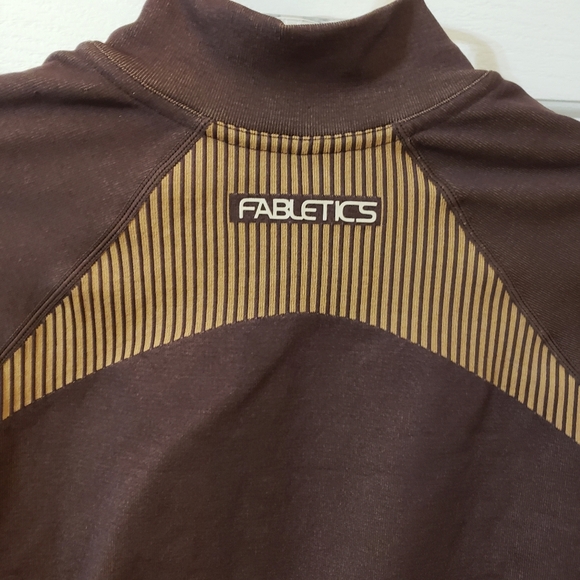 Fabletics Size Large Tan and Brown Bomber Jacket with Contrast Panels - Picture 2 of 6